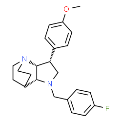 ChemSpider 2D Image | (2R,3R,6R)-5-(4-Fluorobenzyl)-3-(4-methoxyphenyl)-1,5-diazatricyclo[5.2.2.0~2,6~]undecane | C23H27FN2O