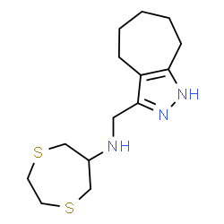 ChemSpider 2D Image | N-(1,4,5,6,7,8-Hexahydrocyclohepta[c]pyrazol-3-ylmethyl)-1,4-dithiepan-6-amine | C14H23N3S2