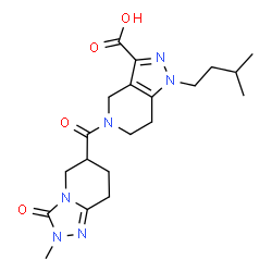 ChemSpider 2D Image | 1-(3-Methylbutyl)-5-[(2-methyl-3-oxo-2,3,5,6,7,8-hexahydro[1,2,4]triazolo[4,3-a]pyridin-6-yl)carbonyl]-4,5,6,7-tetrahydro-1H-pyrazolo[4,3-c]pyridine-3-carboxylic acid | C20H28N6O4