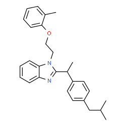 ChemSpider 2D Image | 2-[1-(4-Isobutylphenyl)ethyl]-1-[2-(2-methylphenoxy)ethyl]-1H-benzimidazole | C28H32N2O