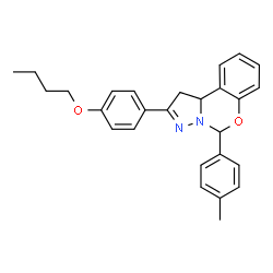 ChemSpider 2D Image | 2-(4-Butoxyphenyl)-5-(4-methylphenyl)-1,10b-dihydropyrazolo[1,5-c][1,3]benzoxazine | C27H28N2O2