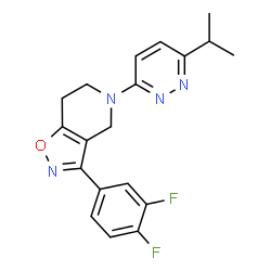 ChemSpider 2D Image | 3-(3,4-Difluorophenyl)-5-(6-isopropyl-3-pyridazinyl)-4,5,6,7-tetrahydro[1,2]oxazolo[4,5-c]pyridine | C19H18F2N4O
