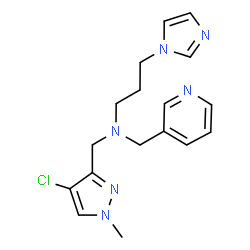 ChemSpider 2D Image | N-[(4-Chloro-1-methyl-1H-pyrazol-3-yl)methyl]-3-(1H-imidazol-1-yl)-N-(3-pyridinylmethyl)-1-propanamine | C17H21ClN6