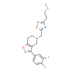 ChemSpider 2D Image | 3-(3,4-Difluorophenyl)-5-{[3-(2-methoxyethyl)-1,2,4-oxadiazol-5-yl]methyl}-4,5,6,7-tetrahydro[1,2]oxazolo[4,5-c]pyridine | C18H18F2N4O3