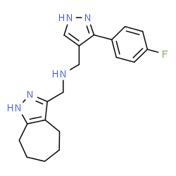 ChemSpider 2D Image | 1-[3-(4-Fluorophenyl)-1H-pyrazol-4-yl]-N-(1,4,5,6,7,8-hexahydrocyclohepta[c]pyrazol-3-ylmethyl)methanamine | C19H22FN5