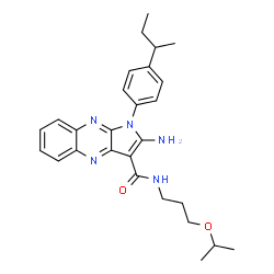 ChemSpider 2D Image | 2-Amino-1-(4-sec-butylphenyl)-N-(3-isopropoxypropyl)-1H-pyrrolo[2,3-b]quinoxaline-3-carboxamide | C27H33N5O2