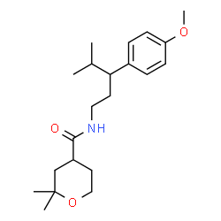 ChemSpider 2D Image | N-[3-(4-Methoxyphenyl)-4-methylpentyl]-2,2-dimethyltetrahydro-2H-pyran-4-carboxamide | C21H33NO3