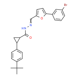 ChemSpider 2D Image | N'-{[5-(3-Bromophenyl)-2-furyl]methylene}-2-[4-(2-methyl-2-propanyl)phenyl]cyclopropanecarbohydrazide | C25H25BrN2O2