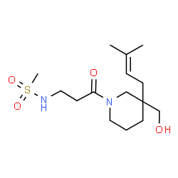 ChemSpider 2D Image | N-{3-[3-(Hydroxymethyl)-3-(3-methyl-2-buten-1-yl)-1-piperidinyl]-3-oxopropyl}methanesulfonamide | C15H28N2O4S