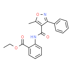 ChemSpider 2D Image | Ethyl 2-{[(5-methyl-3-phenyl-1,2-oxazol-4-yl)carbonyl]amino}benzoate | C20H18N2O4