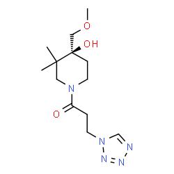 ChemSpider 2D Image | 1-[(4S)-4-Hydroxy-4-(methoxymethyl)-3,3-dimethyl-1-piperidinyl]-3-(1H-tetrazol-1-yl)-1-propanone | C13H23N5O3