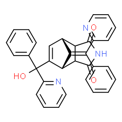 ChemSpider 2D Image | (1R,7S,10E)-8-[Hydroxy(phenyl)2-pyridinylmethyl]-10-[phenyl(2-pyridinyl)methylene]-4-azatricyclo[5.2.1.0~2,6~]dec-8-ene-3,5-dione | C33H25N3O3