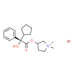 ChemSpider 2D Image | 3-{[(2S)-2-Cyclopentyl-2-hydroxy-2-phenylacetyl]oxy}-1,1-dimethylpyrrolidinium bromide | C19H28BrNO3