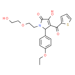 ChemSpider 2D Image | 5-(4-Ethoxyphenyl)-3-hydroxy-1-[2-(2-hydroxyethoxy)ethyl]-4-(2-thienylcarbonyl)-1,5-dihydro-2H-pyrrol-2-one | C21H23NO6S