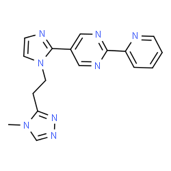 ChemSpider 2D Image | 5-{1-[2-(4-Methyl-4H-1,2,4-triazol-3-yl)ethyl]-1H-imidazol-2-yl}-2-(2-pyridinyl)pyrimidine | C17H16N8