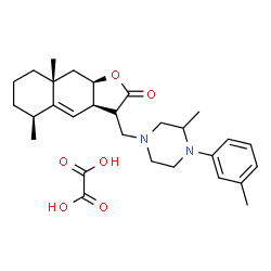 ChemSpider 2D Image | (3S,3aR,5S,8aR,9aR)-5,8a-Dimethyl-3-{[3-methyl-4-(3-methylphenyl)-1-piperazinyl]methyl}-3a,5,6,7,8,8a,9,9a-octahydronaphtho[2,3-b]furan-2(3H)-one ethanedioate (1:1) | C29H40N2O6