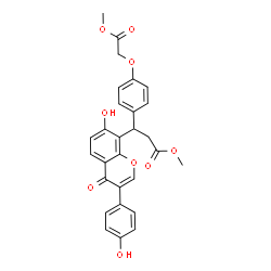 ChemSpider 2D Image | Methyl 3-[7-hydroxy-3-(4-hydroxyphenyl)-4-oxo-4H-chromen-8-yl]-3-[4-(2-methoxy-2-oxoethoxy)phenyl]propanoate | C28H24O9