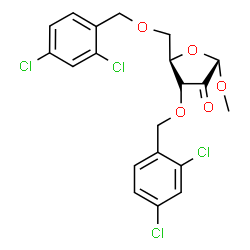 ChemSpider 2D Image | Methyl 3,5-bis-O-(2,4-dichlorobenzyl)-alpha-D-erythro-pentofuranosid-2-ulose | C20H18Cl4O5