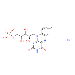 ChemSpider 2D Image | Sodium 5-deoxy-5-(7,8-dimethyl-2,4-dioxo-3,4-dihydrobenzo[g]pteridin-10(2H)-yl)-1-O-(hydroxyphosphinato)-D-glycero-pentitol | C17H20N4NaO9P
