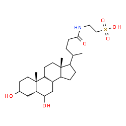 ChemSpider 2D Image | 2-{[(5beta,9xi,14xi,17xi,20xi)-3,6-Dihydroxy-24-oxocholan-24-yl]amino}ethanesulfonic acid | C26H45NO6S