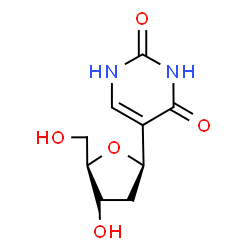 ChemSpider 2D Image | (1R)-1,4-Anhydro-2-deoxy-1-(2,4-dioxo-1,2,3,4-tetrahydro-5-pyrimidinyl)-D-erythro-pentitol | C9H12N2O5