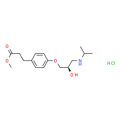 ChemSpider 2D Image | Methyl 3-{4-[(2R)-2-hydroxy-3-(isopropylamino)propoxy]phenyl}propanoate hydrochloride (1:1) | C16H26ClNO4