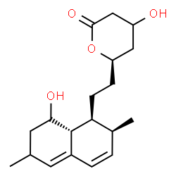 ChemSpider 2D Image | (6R)-4-Hydroxy-6-{2-[(1S,2S,8aR)-8-hydroxy-2,6-dimethyl-1,2,6,7,8,8a-hexahydro-1-naphthalenyl]ethyl}tetrahydro-2H-pyran-2-one | C19H28O4