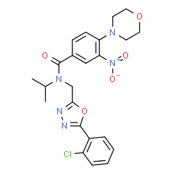 ChemSpider 2D Image | N-{[5-(2-Chlorophenyl)-1,3,4-oxadiazol-2-yl]methyl}-N-isopropyl-4-(4-morpholinyl)-3-nitrobenzamide | C23H24ClN5O5