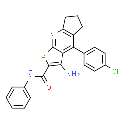 ChemSpider 2D Image | 3-Amino-4-(4-chlorophenyl)-N-phenyl-6,7-dihydro-5H-cyclopenta[b]thieno[3,2-e]pyridine-2-carboxamide | C23H18ClN3OS