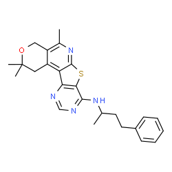 ChemSpider 2D Image | 2,2,5-Trimethyl-N-(4-phenyl-2-butanyl)-1,4-dihydro-2H-pyrano[4'',3'':4',5']pyrido[3',2':4,5]thieno[3,2-d]pyrimidin-8-amine | C25H28N4OS