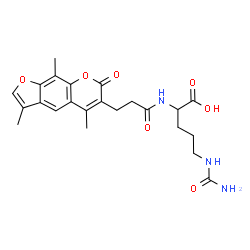 ChemSpider 2D Image | N~5~-Carbamoyl-N~2~-[3-(3,5,9-trimethyl-7-oxo-7H-furo[3,2-g]chromen-6-yl)propanoyl]ornithine | C23H27N3O7