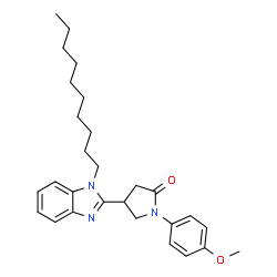 ChemSpider 2D Image | 4-(1-Decyl-1H-benzimidazol-2-yl)-1-(4-methoxyphenyl)-2-pyrrolidinone | C28H37N3O2