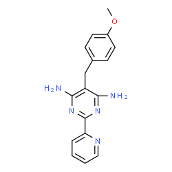 ChemSpider 2D Image | 5-(4-Methoxybenzyl)-2-(2-pyridinyl)-4,6-pyrimidinediamine | C17H17N5O