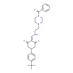 ChemSpider 2D Image | 2-({[2-(4-Benzoylpiperazin-1-yl)ethyl]amino}methylene)-5-(4-tert-butylphenyl)cyclohexane-1,3-dione | C30H37N3O3