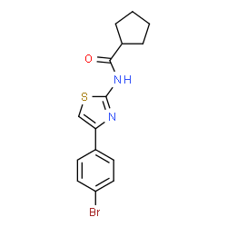 ChemSpider 2D Image | N-[4-(4-Bromophenyl)-1,3-thiazol-2-yl]cyclopentanecarboxamide | C15H15BrN2OS