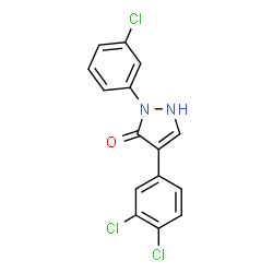 ChemSpider 2D Image | 2-(3-Chlorophenyl)-4-(3,4-dichlorophenyl)-1,2-dihydro-3H-pyrazol-3-one | C15H9Cl3N2O