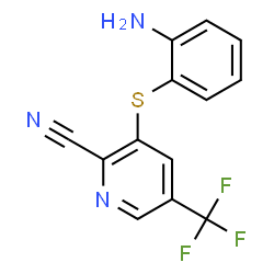 ChemSpider 2D Image | 3-[(2-Aminophenyl)sulfanyl]-5-(trifluoromethyl)-2-pyridinecarbonitrile | C13H8F3N3S