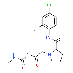 ChemSpider 2D Image | N-(2,4-Dichlorophenyl)-1-{2-[(methylcarbamoyl)amino]-2-oxoethyl}prolinamide | C15H18Cl2N4O3