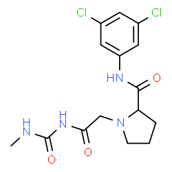 ChemSpider 2D Image | N-(3,5-Dichlorophenyl)-1-{2-[(methylcarbamoyl)amino]-2-oxoethyl}prolinamide | C15H18Cl2N4O3