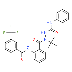 ChemSpider 2D Image | 2-(2-Methyl-2-propanyl)-N-phenyl-2-(2-{[3-(trifluoromethyl)benzoyl]amino}benzoyl)hydrazinecarboxamide | C26H25F3N4O3