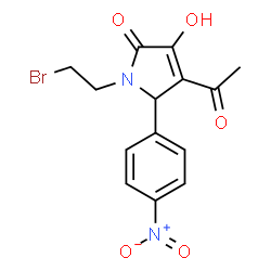 ChemSpider 2D Image | 4-Acetyl-1-(2-bromoethyl)-3-hydroxy-5-(4-nitrophenyl)-1,5-dihydro-2H-pyrrol-2-one | C14H13BrN2O5