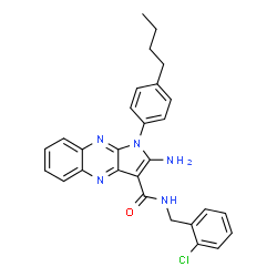 ChemSpider 2D Image | 2-Amino-1-(4-butylphenyl)-N-(2-chlorobenzyl)-1H-pyrrolo[2,3-b]quinoxaline-3-carboxamide | C28H26ClN5O