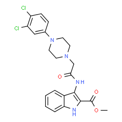 ChemSpider 2D Image | Methyl 3-({[4-(3,4-dichlorophenyl)-1-piperazinyl]acetyl}amino)-1H-indole-2-carboxylate | C22H22Cl2N4O3