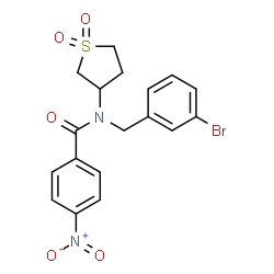 ChemSpider 2D Image | N-(3-Bromobenzyl)-N-(1,1-dioxidotetrahydro-3-thiophenyl)-4-nitrobenzamide | C18H17BrN2O5S