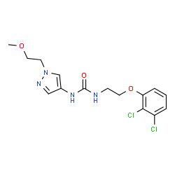 ChemSpider 2D Image | 1-[2-(2,3-Dichlorophenoxy)ethyl]-3-[1-(2-methoxyethyl)-1H-pyrazol-4-yl]urea | C15H18Cl2N4O3