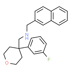 ChemSpider 2D Image | 1-[4-(3-Fluorophenyl)tetrahydro-2H-pyran-4-yl]-N-(2-naphthylmethyl)methanamine | C23H24FNO