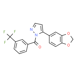 ChemSpider 2D Image | [5-(1,3-Benzodioxol-5-yl)-1H-pyrazol-1-yl][3-(trifluoromethyl)phenyl]methanone | C18H11F3N2O3