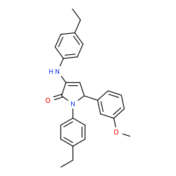 ChemSpider 2D Image | 1-(4-Ethylphenyl)-3-[(4-ethylphenyl)amino]-5-(3-methoxyphenyl)-1,5-dihydro-2H-pyrrol-2-one | C27H28N2O2