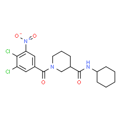 ChemSpider 2D Image | N-Cyclohexyl-1-(3,4-dichloro-5-nitrobenzoyl)-3-piperidinecarboxamide | C19H23Cl2N3O4