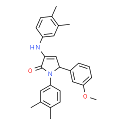 ChemSpider 2D Image | 1-(3,4-Dimethylphenyl)-3-[(3,4-dimethylphenyl)amino]-5-(3-methoxyphenyl)-1,5-dihydro-2H-pyrrol-2-one | C27H28N2O2
